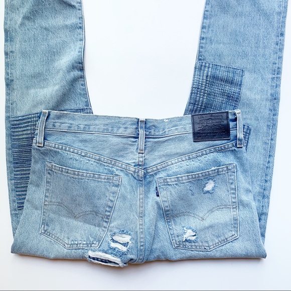 Levis 501 Button Fly Skinny Jeans Light Wash Patch - Picture 4 of 6